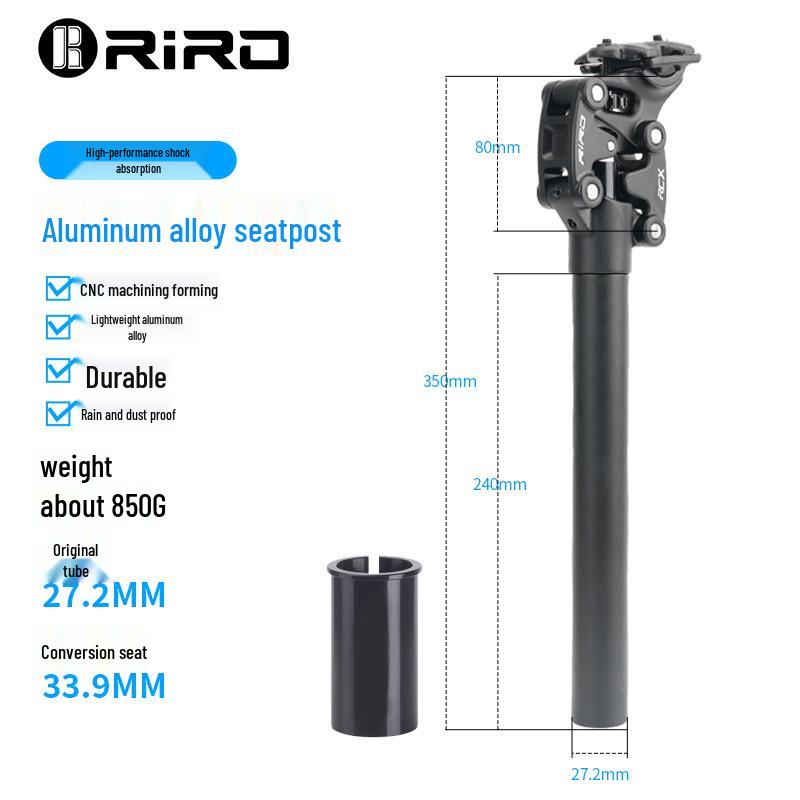 RIRO Подседельный штырь с амортизатором для горного велосипеда - Внедорожная амортизация с четырехрычажной подвеской (27.2/30.9/31.6ММ)
