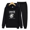 Women Long Sleeve Hoodie Set Lazy Panda I Hate Morning People Hoodies Gorgeous Spiritual Sportswears Hoodie Set