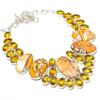Brecciated Mookaite, Citrine Gemstone 925 Sterling Silver Necklace 18" G3h95