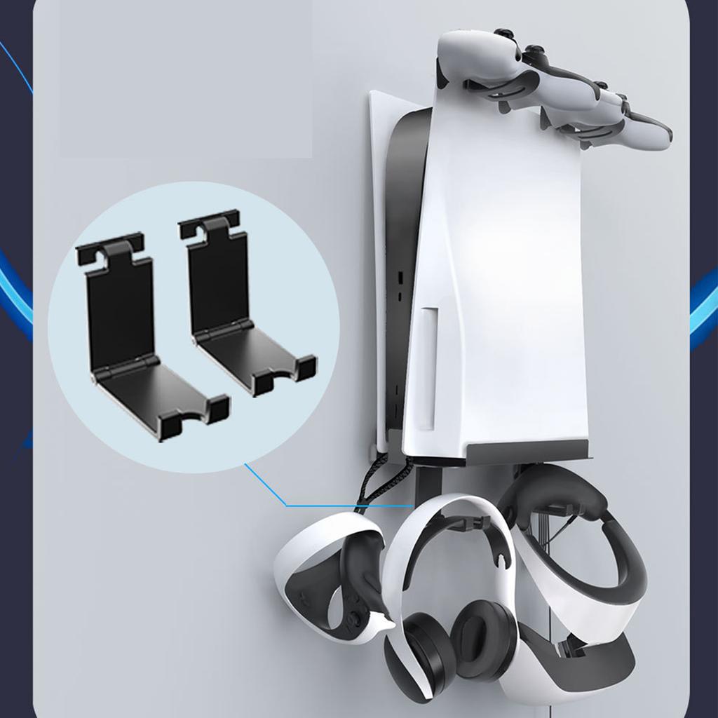 Компактный настенный кронштейн, совместимый с PS5+VR Series, игровой консолью, держателем контроллера, крюком для наушников