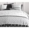 Parure de lit - Housse couette 220x240 cm - 2 taies - Graphique - Noir et blanc - Coton doux