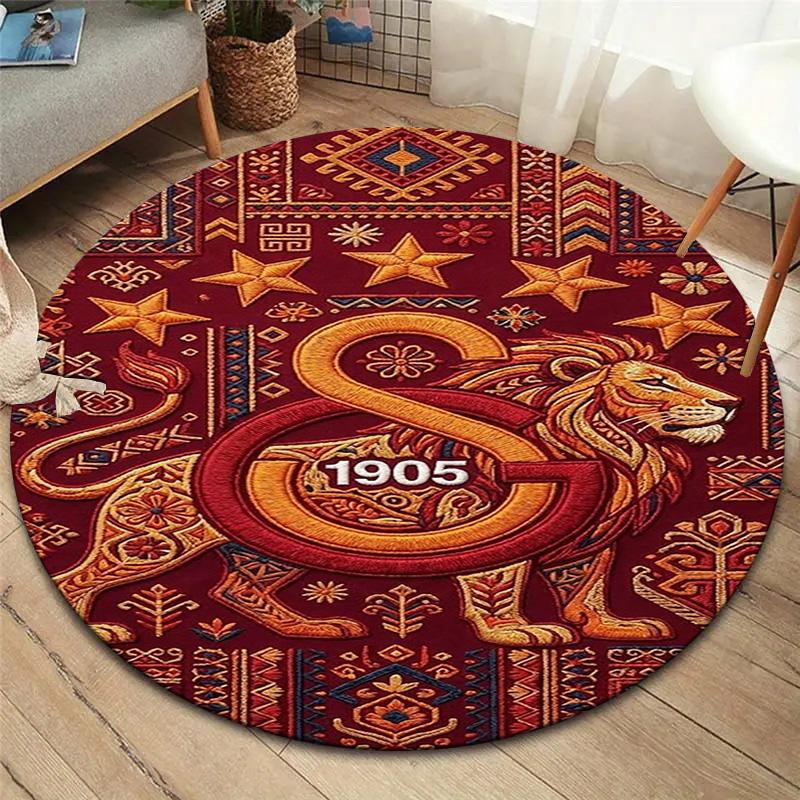 Круглый ковер Galatasaray S, Ковер для гостиной, спальни, дивана, игровой комнаты, Декор, Нескользящий коврик для пола