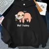 (Unisex hoodie)New Sloth Not Today Print Hoodie Sweathshirts Unisex Women Hooded Pullover Unisex Long Sleeve Hoodie Tops
