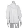 Women Shirt Long Sleeve Stand-Up Collar Regular Fit Casual Shirt Buttons Half Placket Pure Color Office Lady