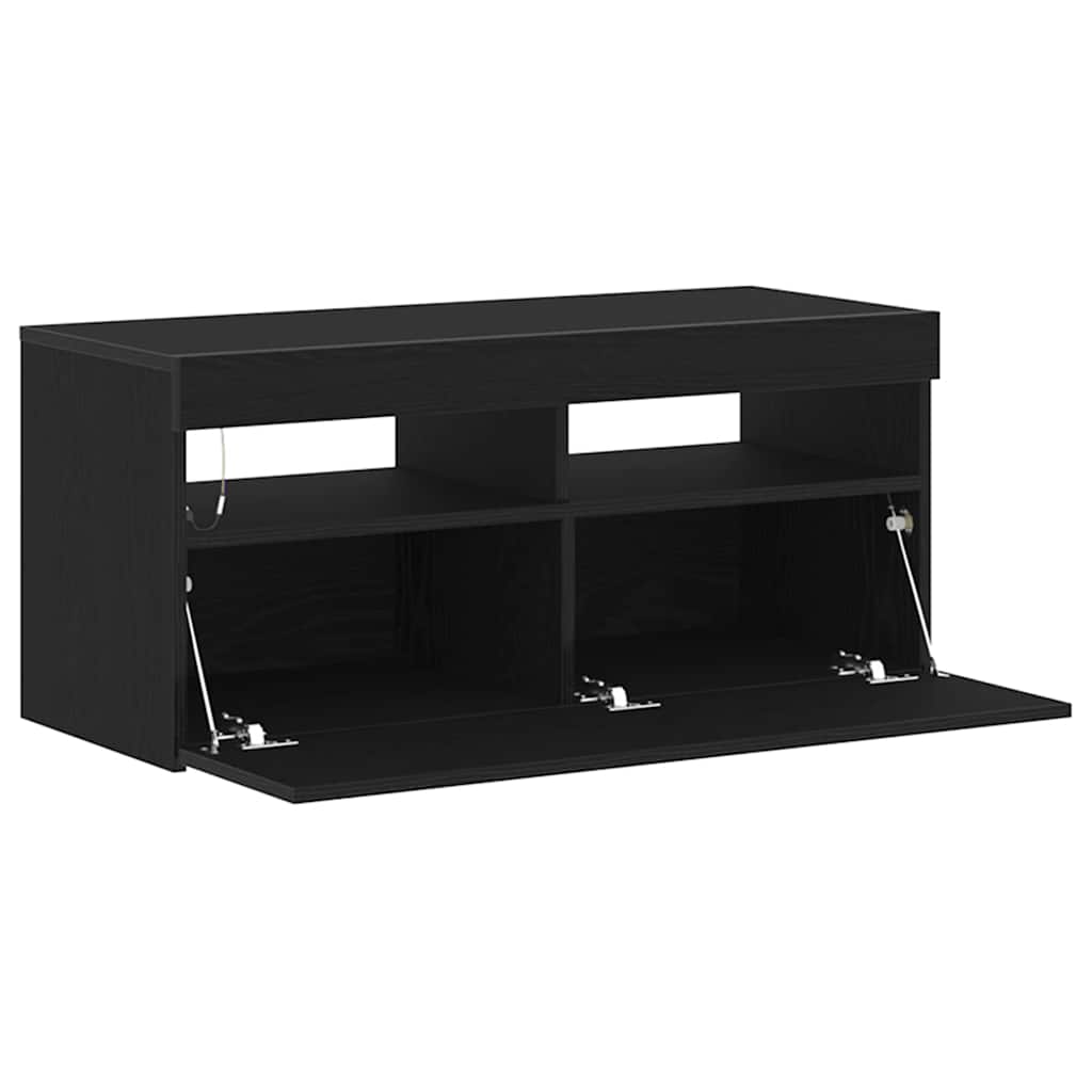 TV Cabinet Black Oak Effect 90 x 35 x 40 cm Engineered Wood