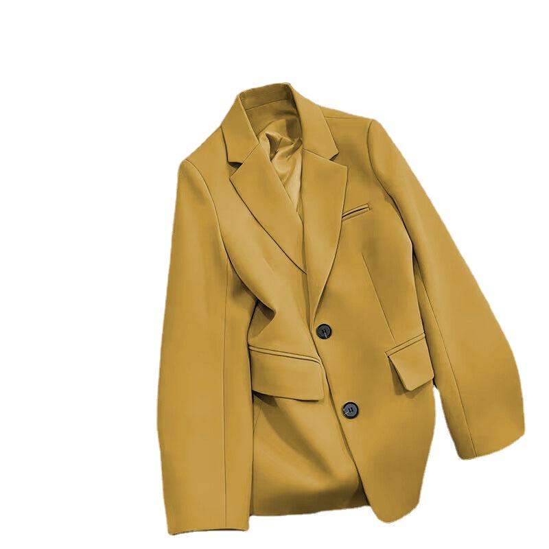 Женский однотонный черный пиджак с карманами на пуговицах, кардиган с длинными рукавами, корейский модный повседневный разноцветный пиджак, куртка