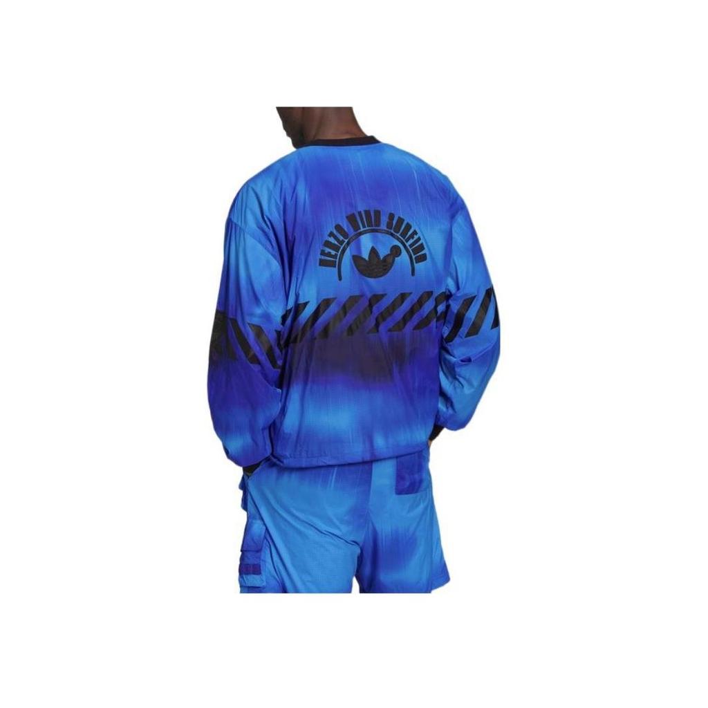 Adidas Оригинальная толстовка с длинным рукавом и круглым вырезом с принтом логотипа для мужчин, синяя HD4808