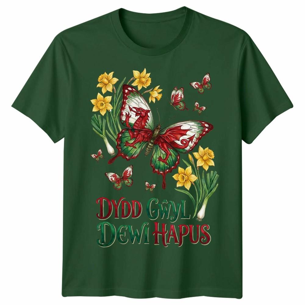 St Davids Day Outfit For Unisexs Unisexs Welsh Flag Daffodils Graphic Unisex T Shirt