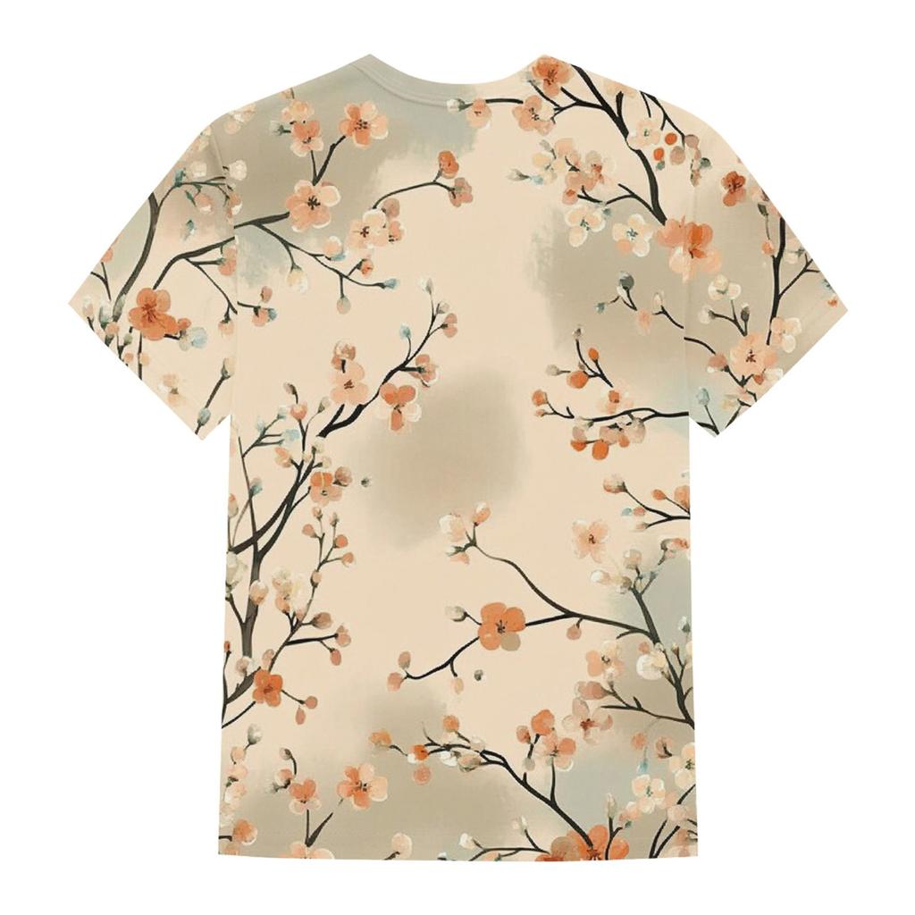 Women's Fashion Casual Printed Round Neck Short Sleeved T-Shirt Top T-Shirt Top Top