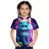 Летний топ с круглым вырезом и принтом в виде 3D-кота, модные и повседневные детские футболки с короткими рукавами для девочек