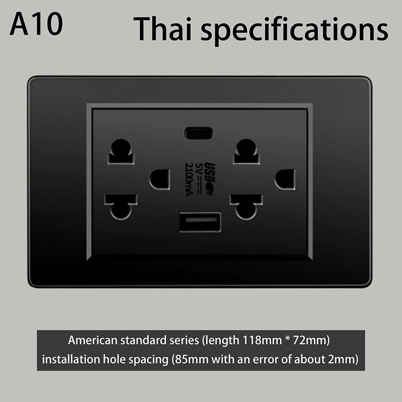 Новое 5 В 2,1 А USB Type-c Зарядное устройство Стандарт Таиланда 118 мм Бытовая Панель Тайский Универсальный Настенный Выключатель Серия Розеток