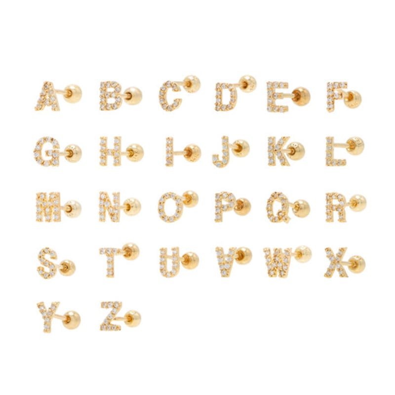 LUNNE 14k Shining Initial Piercing (14K Gold) #E08