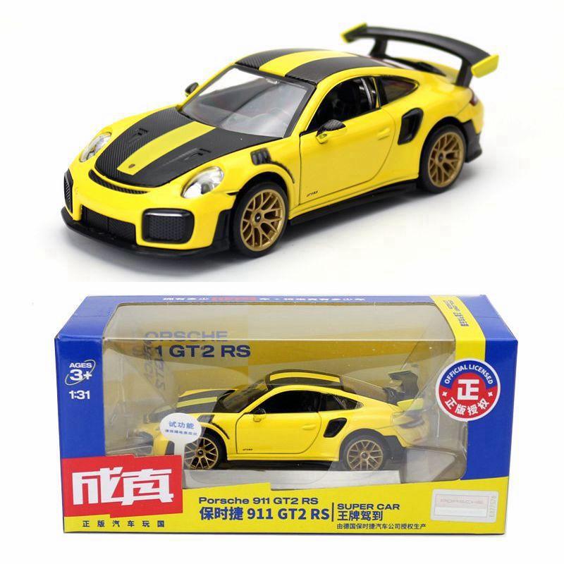 1/32 Scale 911 GT2 RS Diecast Car Model Toy, Pull Back Toy Vehicle with Sound and Light for Kids Toddler Boys Girls Gift Collection