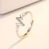 New 925 Sterling Silver Couple Ring Men Women Electrocardiogram Adjustable Pair  Micro-inlaid Zircon Lovers Rings Jewelry Gift