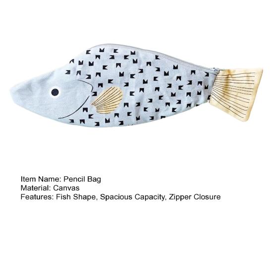 Пенал в форме рыбы, гладкая застежка-молния, держатель для ручек, большая вместимость, утолщенный холст, органайзер для канцелярских принадлежностей