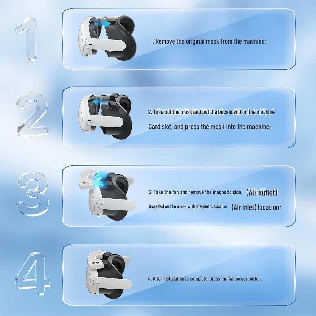 Meta Quest 3 S Ventilation Cooling Fan Ice Silk Anti-Fog & Anti-Stuffy Replacement Mask