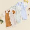 Baby Boy Jumpsuit Summer Short Sleeve Lapel Collar Stripes Print Romper Newborn Playsuit