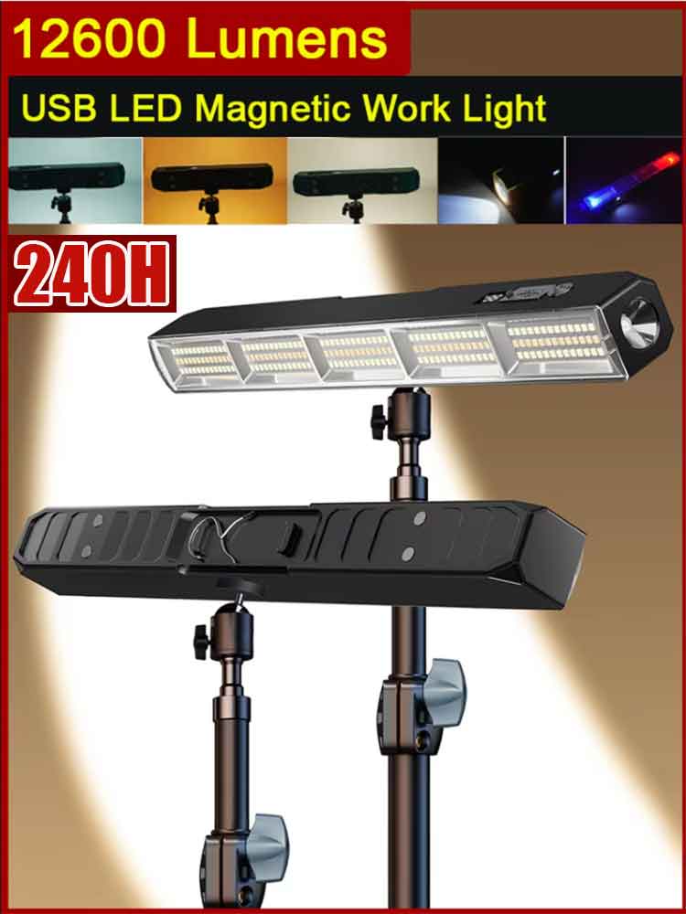 High Power Magnetic LED Light Bar 2026 New Portable USB Rechargeable Work Light 3 Modes IP66 Waterproof Emergency Power Bank