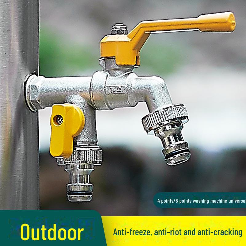 Утолщенный наружный антифризный садовый кран с двумя выходами