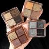 Mingxizhi Earth Tones 4-Color Eyeshadow Palette: Matte, Pearlescent, Smoky, Portable Novice Contour for Women.