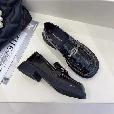 Женская обувь Массивный каблук Каблук-блок Лоферы Низкие Элегантные Женские Туфли Черные Круглый носок Мокасины Шикарные на распродаже Обувь Y2k