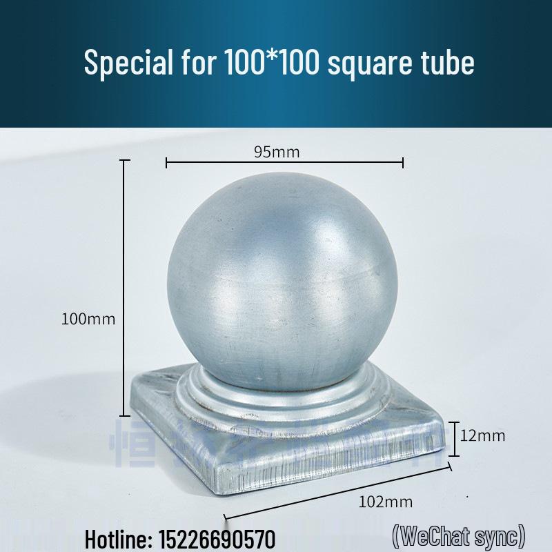 Wrought Iron Galvanized Ball Fence Post Cap for Square & Round Tubes