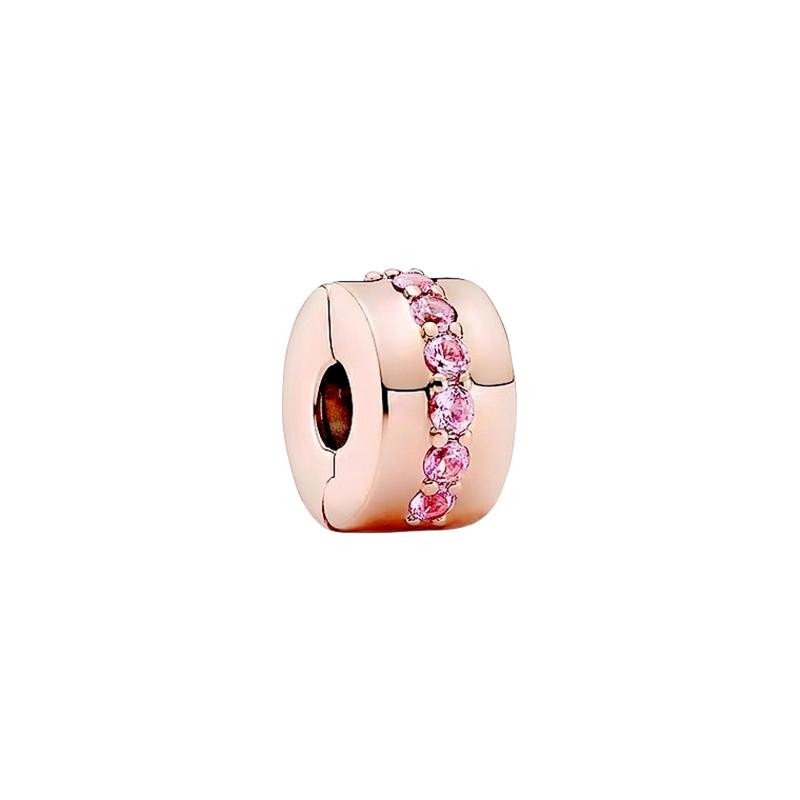 Блестящие Rose Gold Шарм-клипсы Бусины Подходят для Оригинального Браслета-цепочки Змея Ожерелья Бусины Для DIY Шикарных Украшений Женский Подарок
