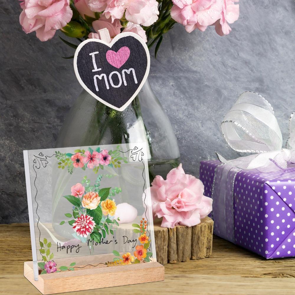 Акриловая настольная табличка ко Дню матери, романтическая любовь, цветы, орнамент, мама, настольная табличка, студийный стол