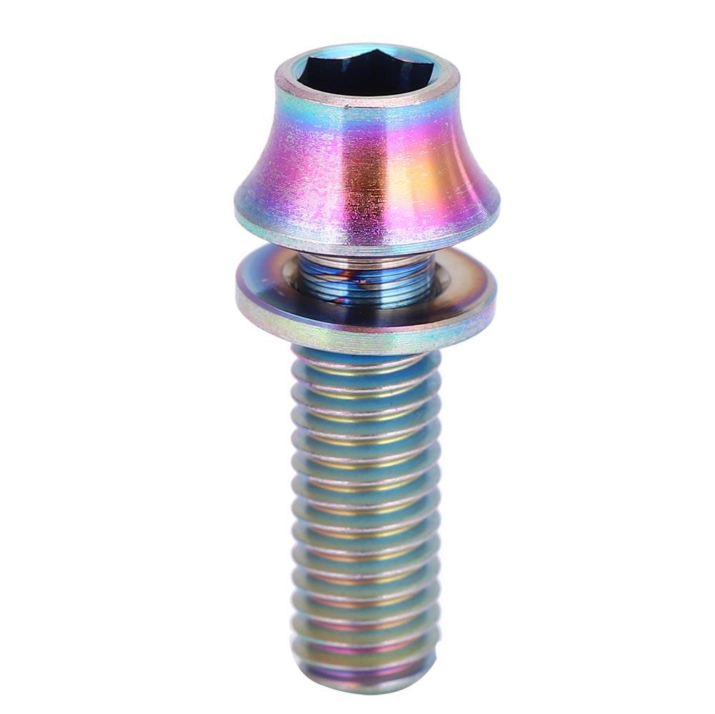 Bicycle Titanium Alloy Water Bottle Cage Screw Bolt M5x12/16mm with Washer (Rainbow M5x16)