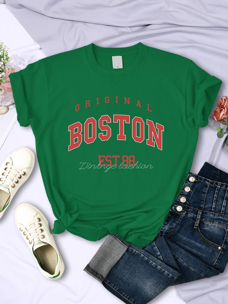 Оригинальная футболка Boston Est.98 Street Letter, женская летняя дышащая футболка в стиле хип-хоп, повседневная, крутая, с коротким рукавом, мягкая уличная одежда