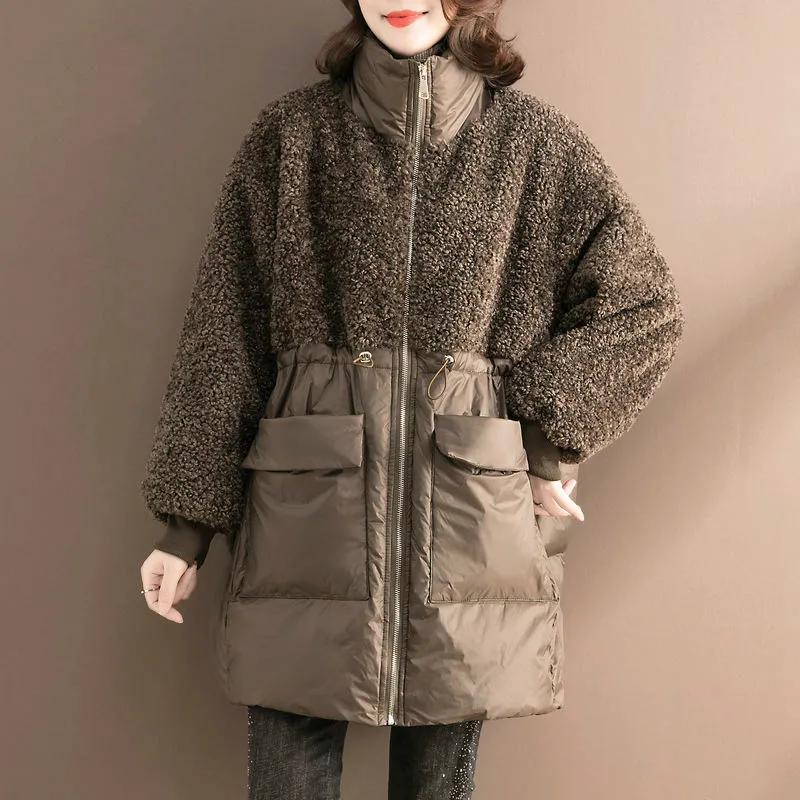 Women's Winter Loose Thickened Mid-length Warm Jacket Long-sleeved Hooded Temperament Cozy Jacket