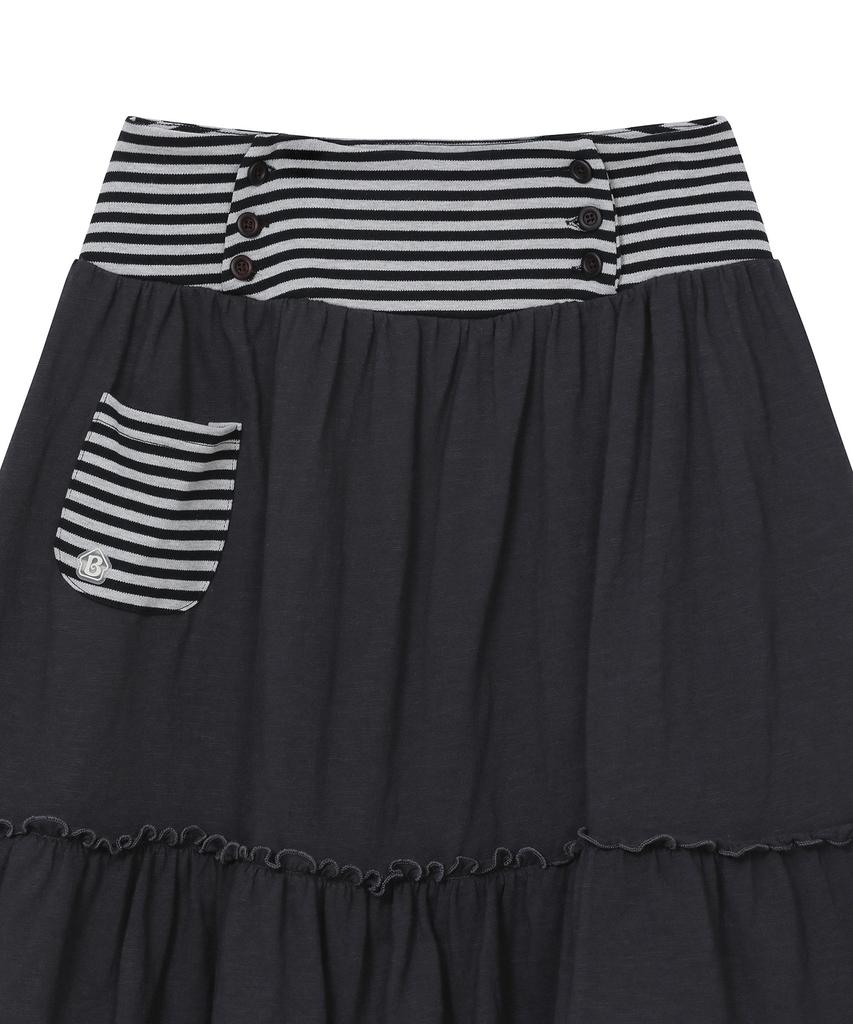 Baup Button-Up Pocket Midi Skirt [Charcoal]