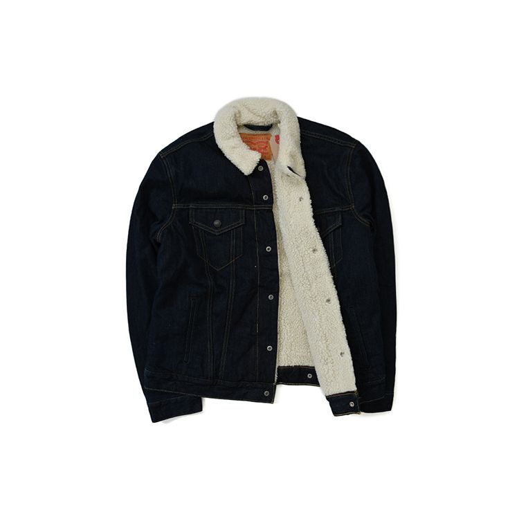 Levis Denim Fleece Lined Jacket Men Jackets Dark-Blue-Denim 16365-0075
