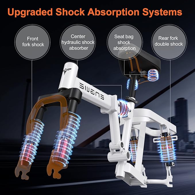 Engwe Электровелосипед T14 с двигателем 250 Вт и аккумулятором 48 В 10 Ач обеспечивает запас хода 55 км и скорость 25 км/ч, это компактный транспорт, созданный для городских улиц и повседневной свободы.
