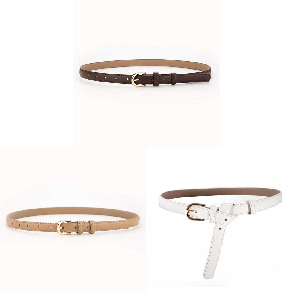 Genuine Leather Womens Belt Fish Pattern Thin Dress Waistband For Business And Casual Wear