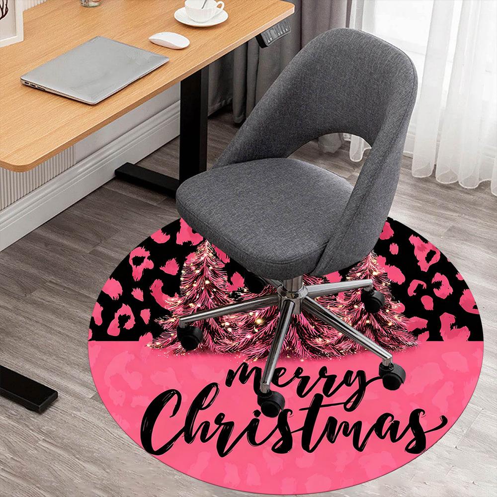 1PC Christmas tree leopard print Office Round Area Rug, Under Office Chairs Bedroom Living Room Home Decor, Carpet for Office -1110137