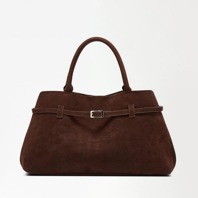 Женская вместительная винтажная сумка-тоут - Элегантная коричневая, Жесткая застежка-кнопка, Прочные ручки для работы, путешествий, повседневного использования