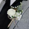 Flower Shaped Bridegroom Brooch Faux Silk Flower Suit Coat Pocket Decorative Corsage Imitation Rose Flower Gown Brooch Pin