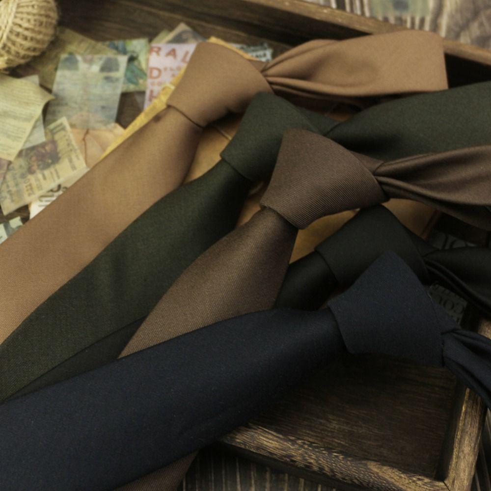Cotton Elegant Men's Necktie Solid Color Business Suit Accessories Simple Neck Tie Student