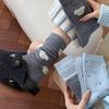 Две пары серо-голубых шерстяных зимне-осенних неэластичных плюшевых носков в горошек для детей, носки средней длины для женщин