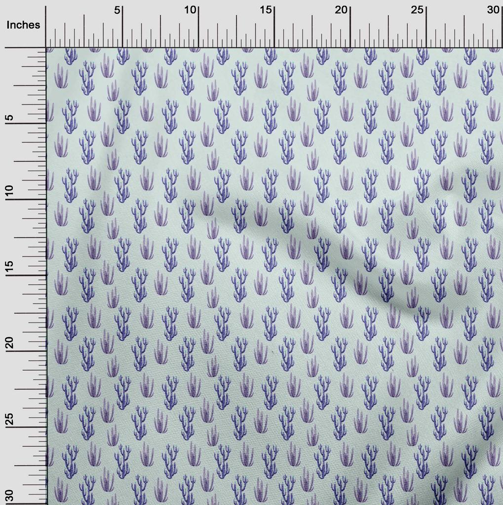 oneOone Cotton Flex Light Blue Fabric Cactus Fabric For Sewing Printed Craft Fabric By The Yard 40 Inch