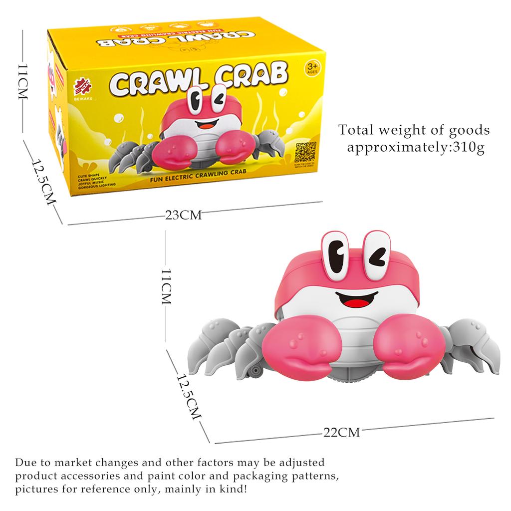 Игрушка Краб Ползающий для Малышей, Обучающие Ползанию Игрушки Краб с Музыкой Танцующий Ходящий Двигающийся Индукционный Подарки для Мальчиков и Девочек 3+