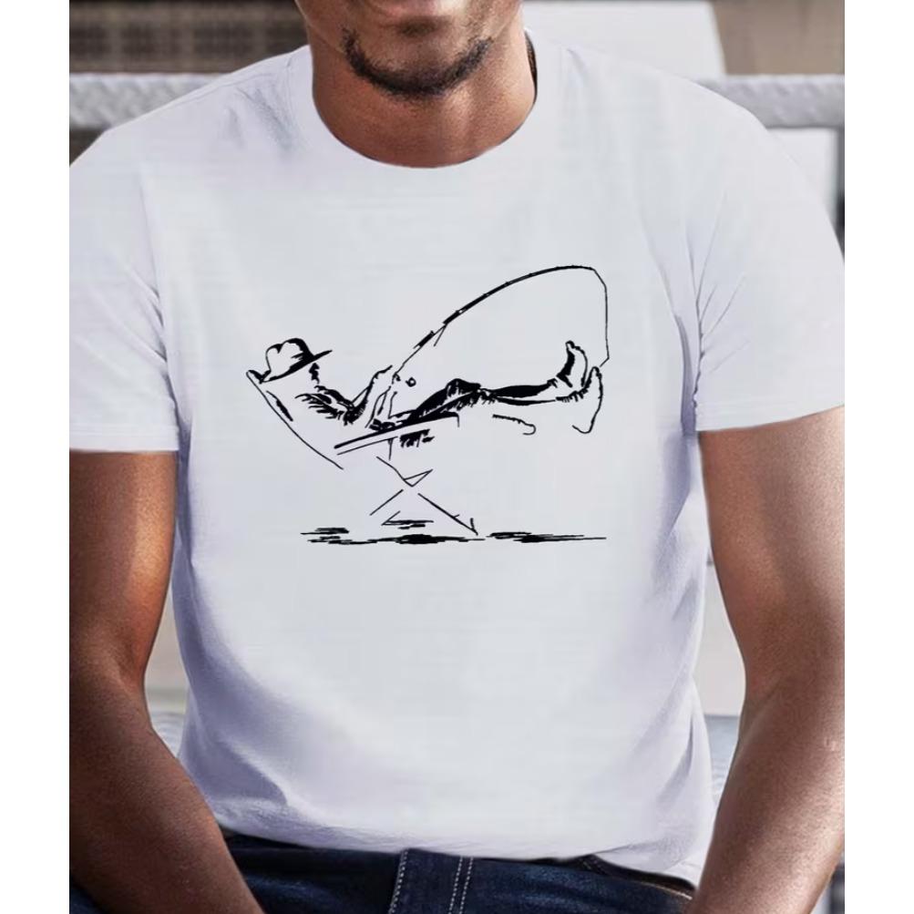Plus Size Big Tall Unisexs Summer Short Sleeve Tshirt Relaxation Serene Fishing Graphic Print Trend Casual Tees For Daily Life