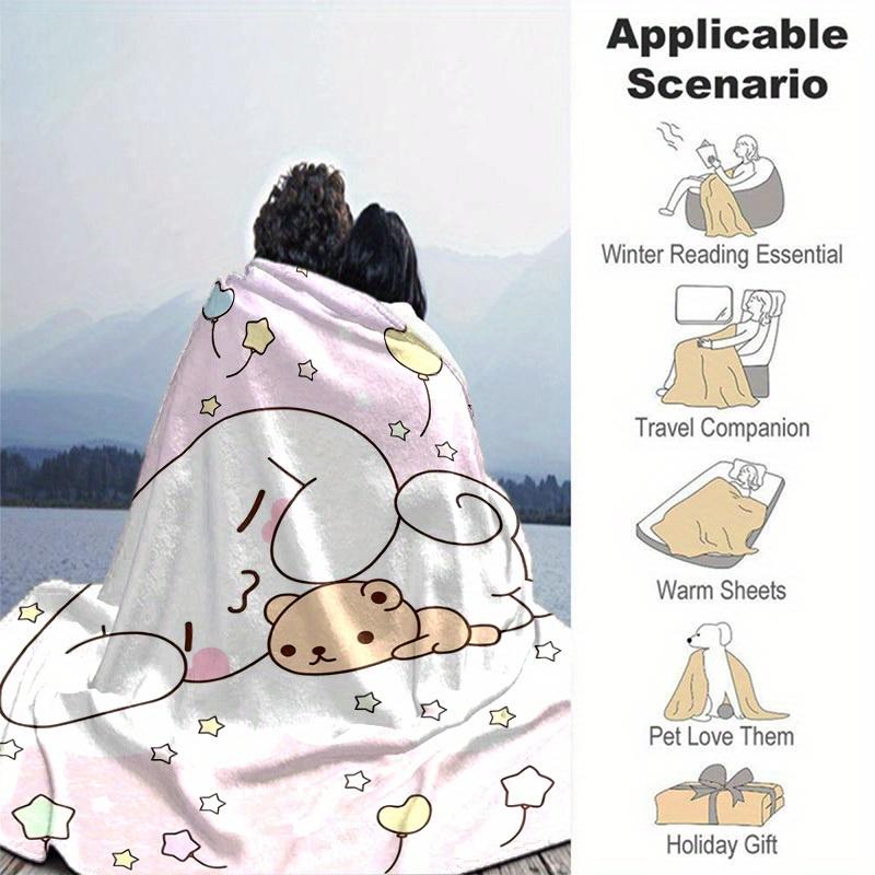1pc, Sanrio Cozy Home Decor: Flannel Throw Blanket for Bedroom, Living Room, Travel, Camping, Car, Beach, Office Naps, Perfect Gift with Adorable Bear