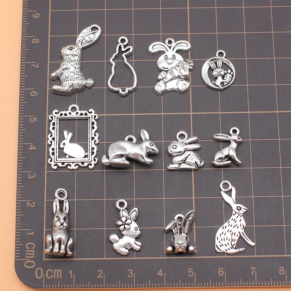 12 шт./компл. подвески в виде кролика, принадлежности для изготовления ювелирных изделий, милые предметы «сделай сам»