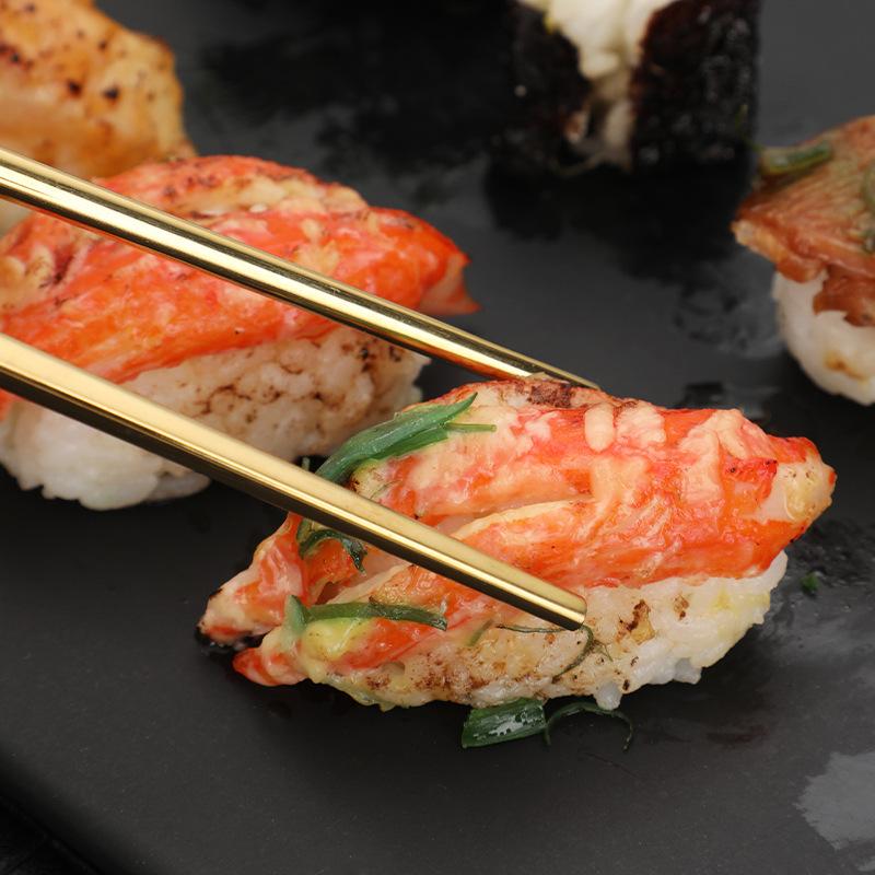 1 пара китайских палочек для еды из нержавеющей стали 304, нескользящие столовые приборы, квадратные палочки для суши, фаст-фуда, многоразовая посуда, кухонный инструмент