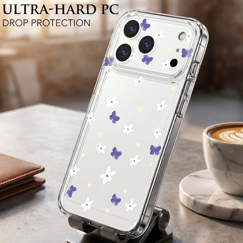 Красочный чехол с принтом бабочки для iPhone 17 Pro Max Чехол iPhone 16 Pro Max 15 14 13 11 17E Ударопрочный Прозрачный Мягкий ТПУ Силиконовый Чехол