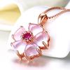 BELLA BOX Powder Crystal Rose Gold Color Lovely Sweet Classic Temperament Pendant Necklace For Women Charm Wedding Engagement Fine Jewelry New Trendy