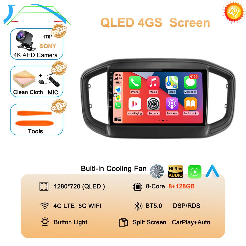 Android 14 Auto Carplay для Fiat Strada 2020 2021 2022 Автомобильный радиоприемник Мультимедиа Видеоплеер GPS-навигация Стерео 360 Камера WIFI