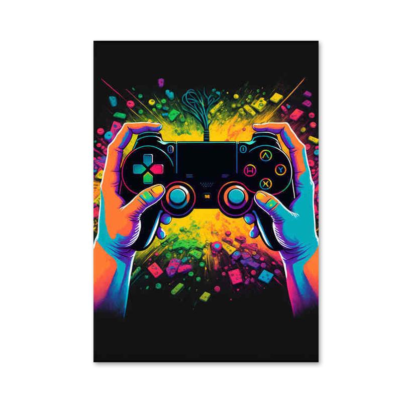 Мультяшные игровые контроллеры, консольные постеры и принты, наушники, холст, картины, настенное искусство для бара, игровая комната, домашний декор